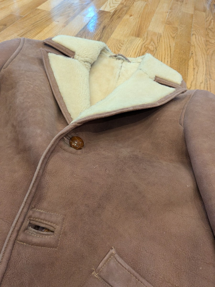 Vintage NORM THOMPSON Mens 42 Brown Sheepskin Jacket Coat Leather