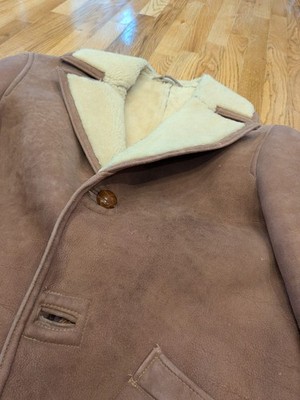 Vintage NORM THOMPSON Mens 42 Brown Sheepskin Jacket Coat Leather