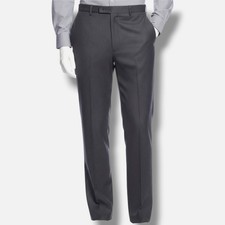 Calvin Klein Men Gray Slim Fit Flat Front Suit Trousers Dress Pants Size 38W 32L