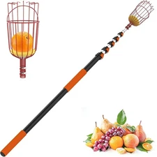 SISIUPASSIE 30FT Reach Fruit Picker Apple Pole with Basket Telescoping Tool