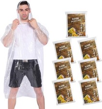 Rain Ponchos,with Drawstring Hood 10 Pack Emergency One Size, 7 Pack