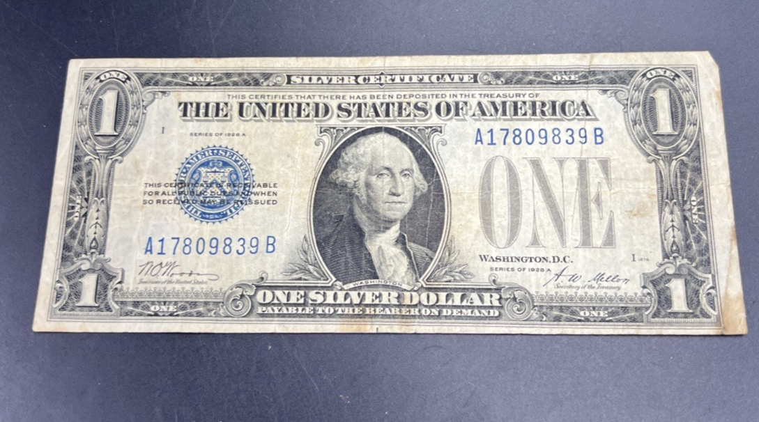 1928 A $1 Funnyback Funny Back Silver Certificate Blue Seal Fine