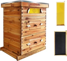 10 Frame Bee Hive Coated + Beeswax Beehive Kit Include 2 Deep & 1 Medium Bee Box