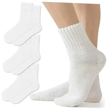 Thick Boot Socks Casual Winter Full Terry Cushioned Thermal Ribded White-3pack