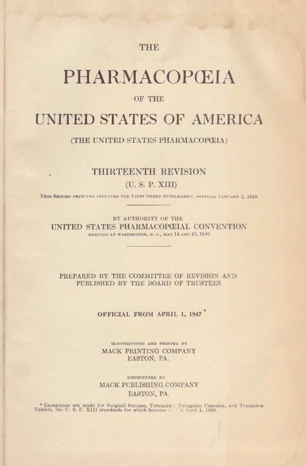Pharmacopeia Of The United States 13th Revision 1947 HC Foto 3 de 4