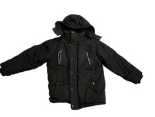 DKNY Heavy Puffer Parka Jacket Black S 8  Youth Detachable Hood Coat Waterprof
