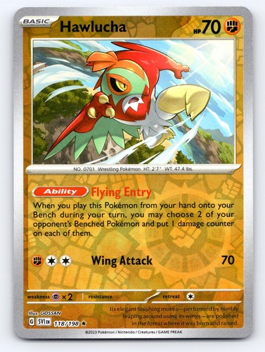 Hawlucha 118/198 Rare Scarlet & Violet Pokemon Reverse Holo MP