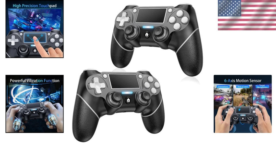 High-Performance 2 Pack Wireless Controllers for PS4/PC - Low Latency & Comfort - Image 2 of 4