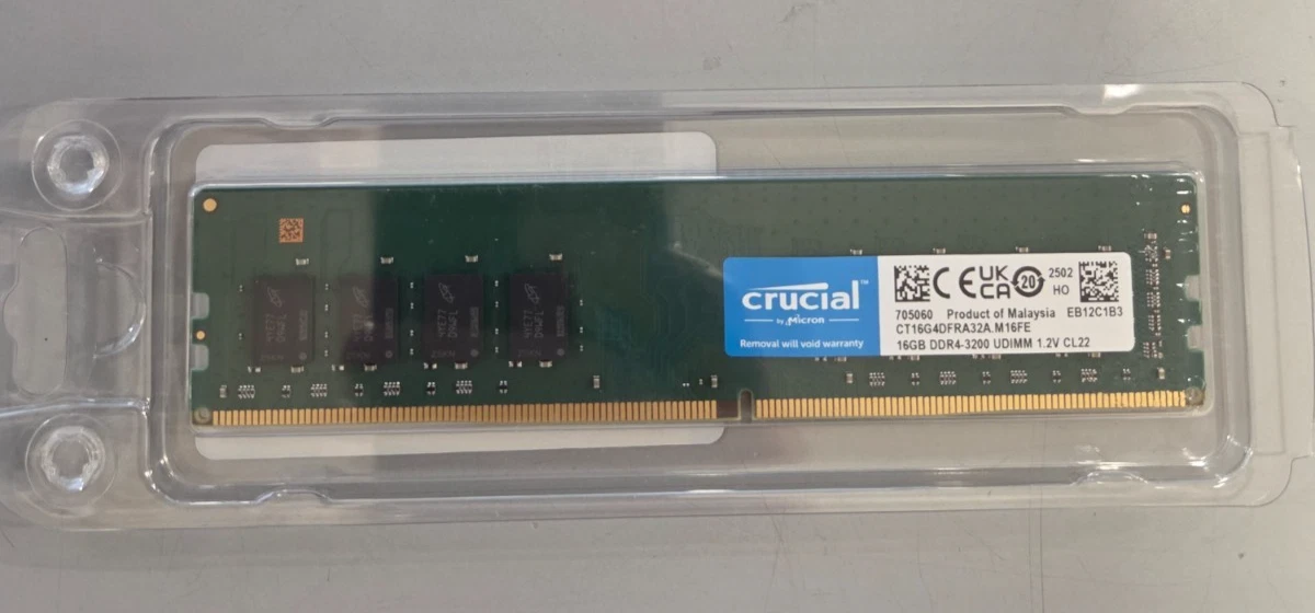 Crucial 16GB DDR4 3200 MHz CL22 RAM Module (CT16G4DFRA32A) for