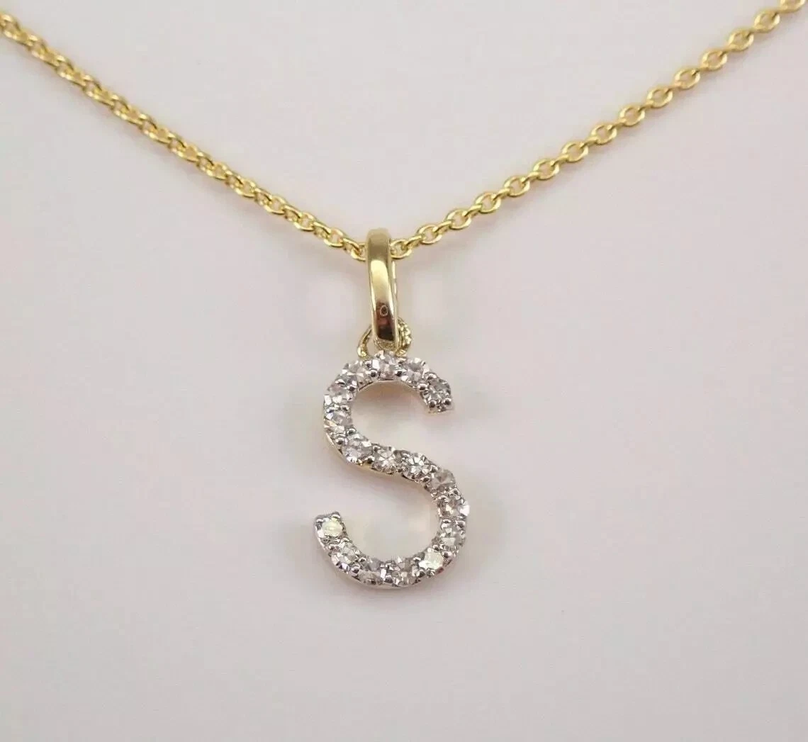 2 Ct Round Simulated Diamond Letter"S" Women's Pendant In 14k Yellow Gold Plated