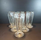 Libbey Vintage 6 Soda Glasses Milkshake 7" Basket Weave Base Ribbed