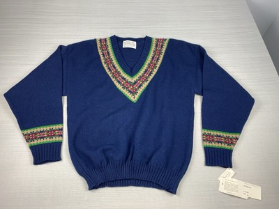 PENDLETON ヴィンテージ USA製 100%ウール Pendleton Navy 100% Virgin Wool V-Neck Sweater Medium Vintage NWT