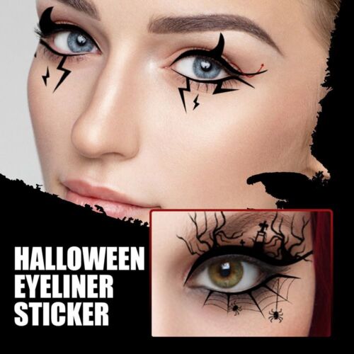 Waterproof Eyeliner Stickers Spider Eye Tattoo Stickers  Halloween Party - Picture 1 of 13