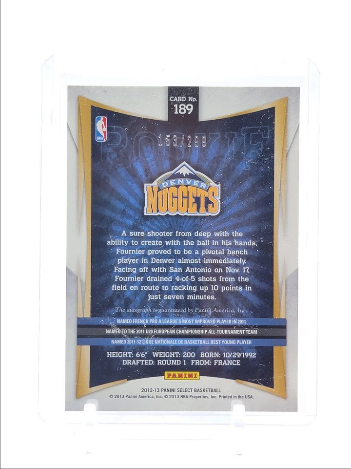 EVAN FOURNIER 201213 SELECT BASKETBALL ROOKIE AUTOGRAPH AUTO /299