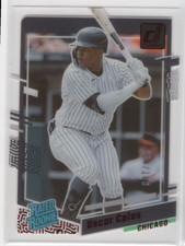 2023 Panini Chronicles Clearly Donruss Rated Rookies Red #4 Oscar Colas /100 RC