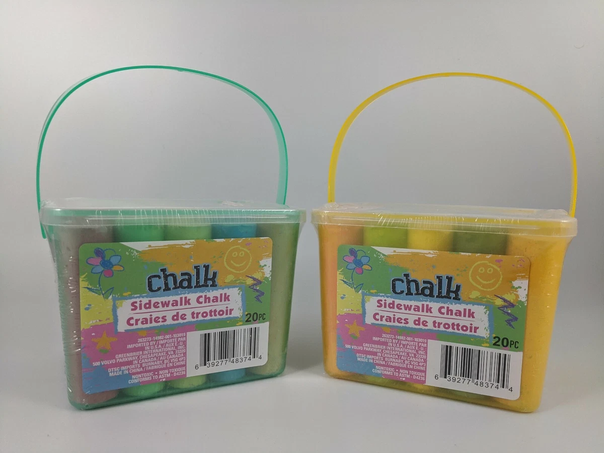 Kids Sidewalk Chalk With Bucket Set of 2 - 40 ct - Bulk Orders Available