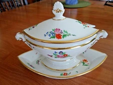 Old Paris Porcelain Sauce Tureen French Cameos Florals 1850-1865 France Plate
