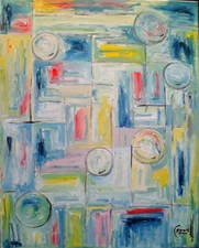 abstract THE LOST HORIZON  big 16x20 canvas original oil painting signed CROWELL