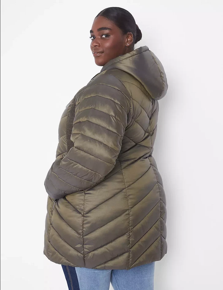 NEW LANE BRYANT 209 OLIVE PRIMA PACKABLE PUFFER JACKET SZ 18 20