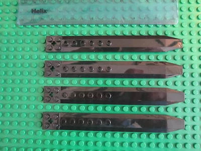 Lego Technic - 8 x BLACK Helicopter Propeller / Rotor Blades with Hinge Plates