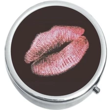 Pink Glitter Lips Medicine Vitamin Pill Box