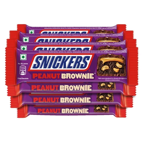 New Snickers Peanut Brownie Chocolate Bar with Caramel 45g pack of 10