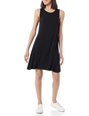 Amazon Essentials Women's Tank Swing Dress Black XX-L A-Line Rayon Stretch