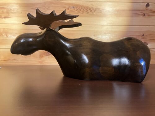 Hand Carved Wooden Moose Sculpture by Yoma LeBel Canadian Ebenisterie - Picture 3 of 11