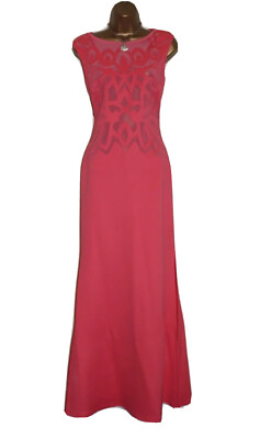 Lipsy Pink Coral Maxi Dress 12 Slit Occasion Party Evening Wedding Prom Gown  | eBay