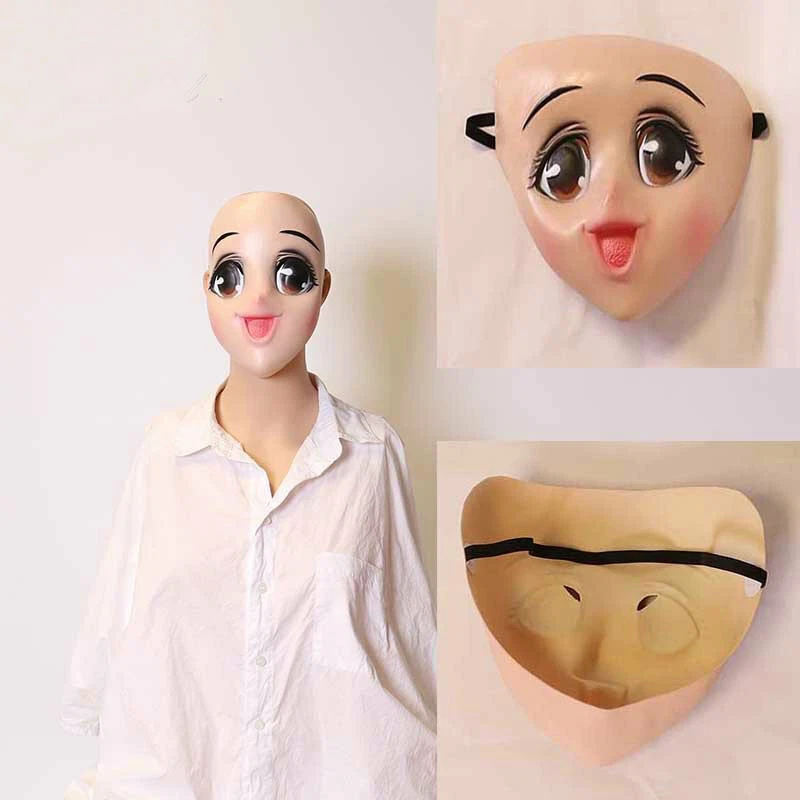 Cute Big eye beautiful girl headgear Latex Mask COS cartoon party game mask - Image 2 of 4