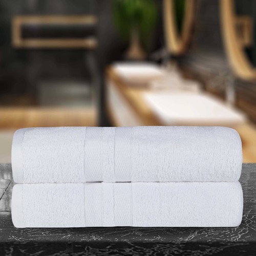Ultra-Soft Cotton Solid Double Line Dobby Border Quick-Dry Bath Sheet Set of 2 - Picture 71 of 81