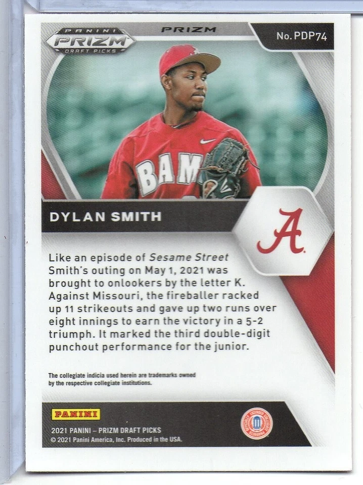 Dylan Smith 2021 Panini Prizm Draft Picks "Pink Cracked Ice" #PDP74 - Image 2 of 2