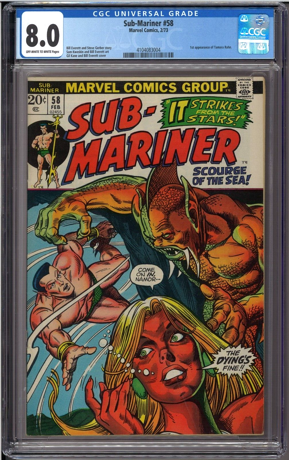 Sub-Mariner #58 CGC 8.0 1st app Tamara Rahn ONLY 1 ON EBAY | eBay