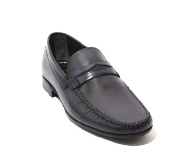ROBERTO SERPENTINI 43206b Navy Leather Loafers Shoes 44 / US 11