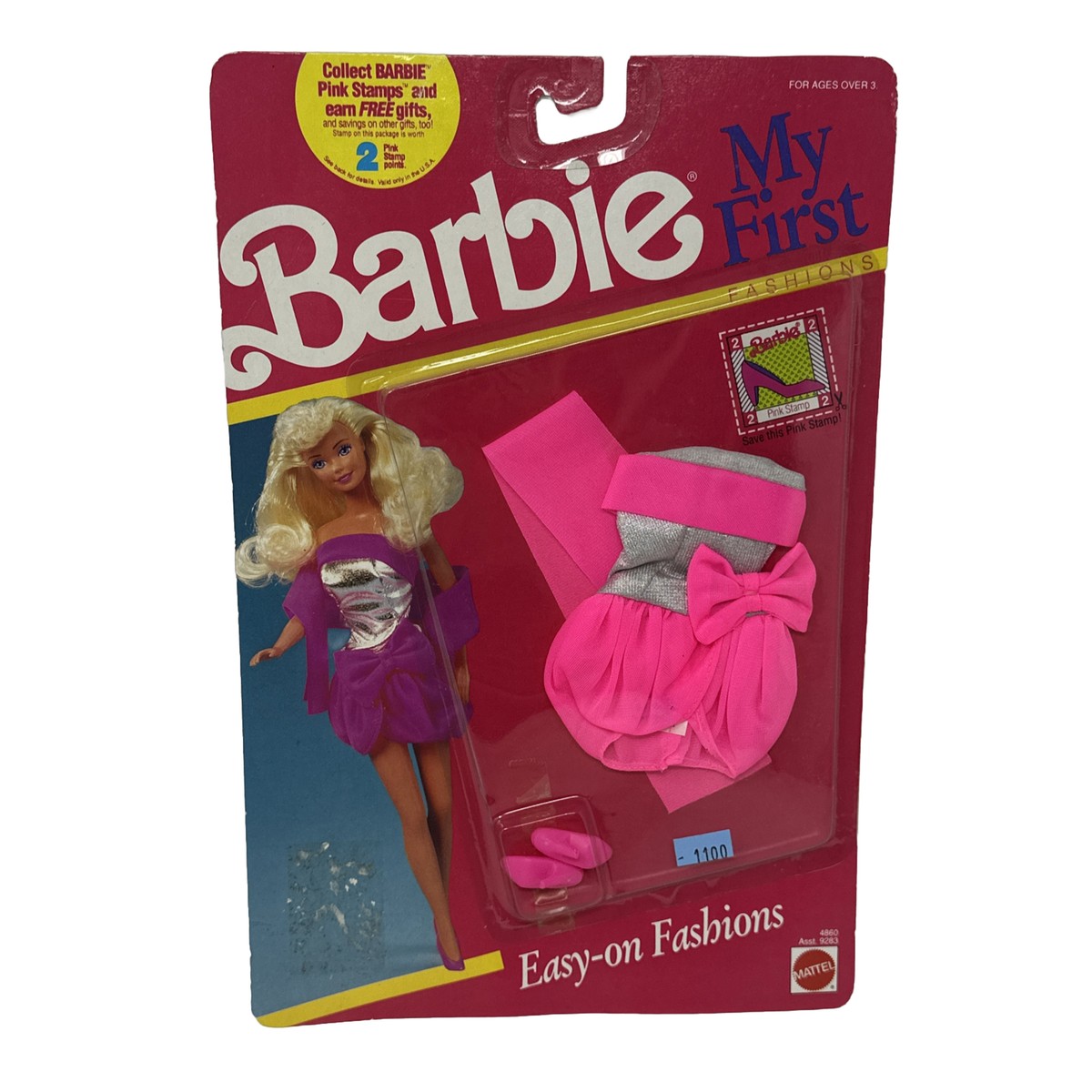 1989 Barbie Doll My First Fashions #4860 Pink Silver Bubble Hem