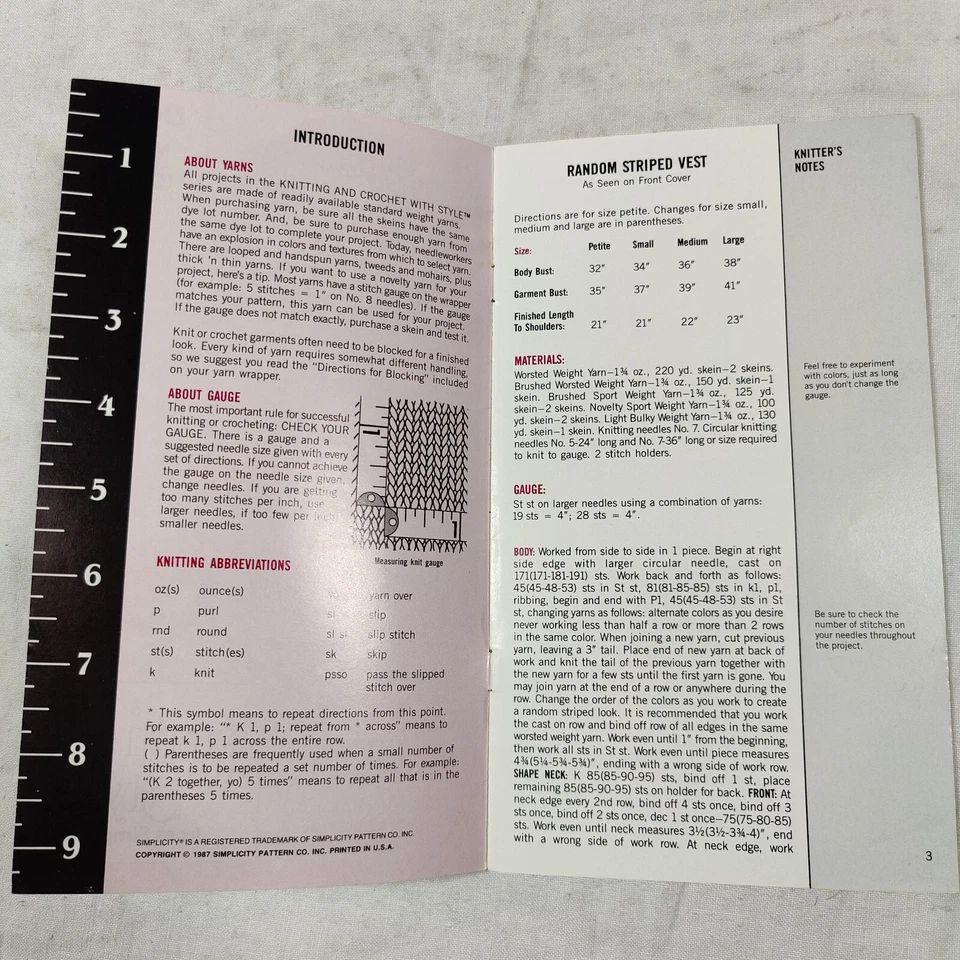 Simplicity Vintage 1987 Vests to Knit Yarn Knitting With Style Pattern Book 0469 - Image 3 of 4