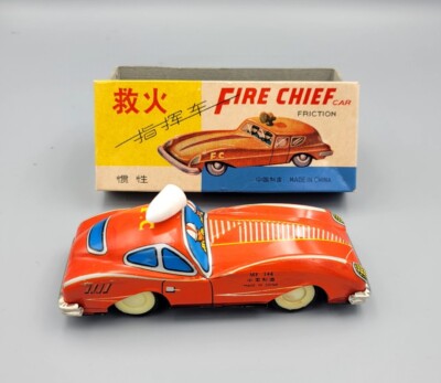 Voiture Miniature En Tôle Jaguar E-Type Pompier (Fire Chief), Modèle ME627 - Occasion