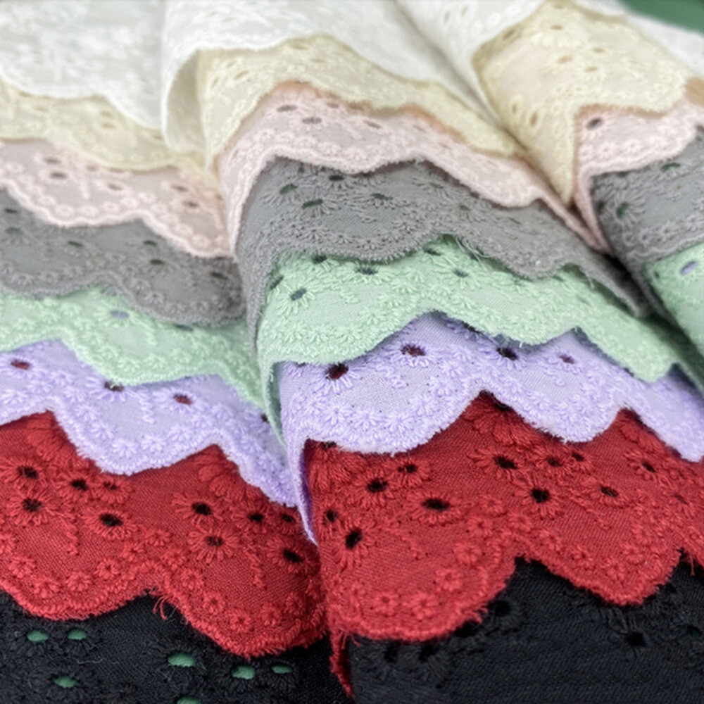 1Yard 11cm Wide Cotton Embroidery Lace Trims for DIY Wedding Dress