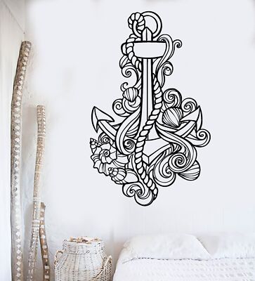 Vinyl Wall Decal Anchor Shells Sea Ocean Beach Style Stickers (1148ig ...