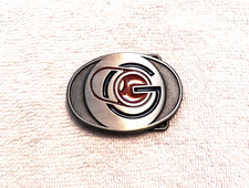 CLASSIC BELT BUCKLE G RED PADLOCK OVAL SHAPED SILVER TONE BB15