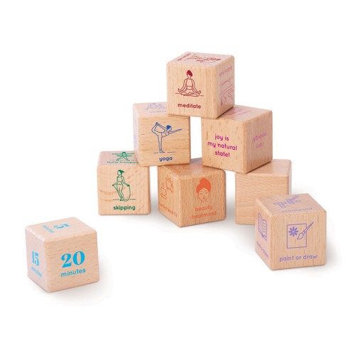 IS GIFT Set of 8 Wooden Wellness Dice - Improve Your Mind, Body and Spirit - Picture 2 of 4