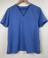 Figs Womens Scrub Top Size M Blue Technical Collection V Neck Medical