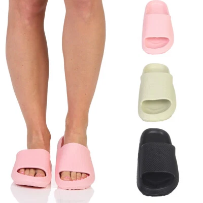 Damen Badelatschen Pantolette Schlappen Sauna Dusche Slipper Sandalen Hausschuhe - Bild 1 von 4