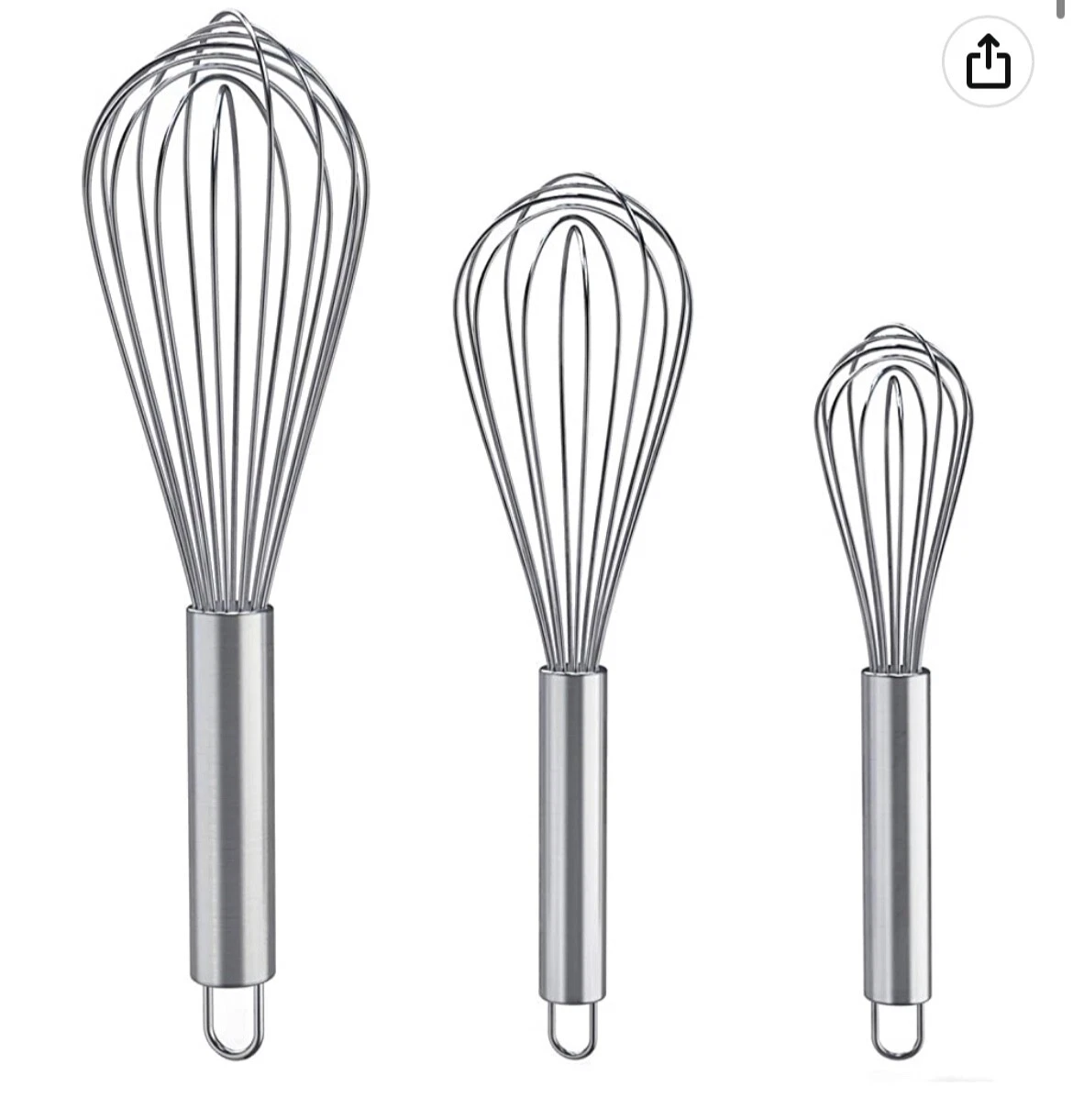 Whisks for Cooking, 3 Pack Stainless Steel Whisk for Blending, Whisking, Beating