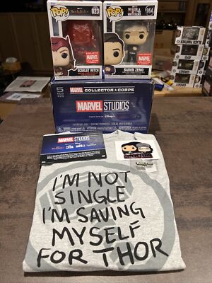 Marvel Collector Corps Box Disney+ Scarlet Witch 823 Baron Zemo 964 Funko Pop