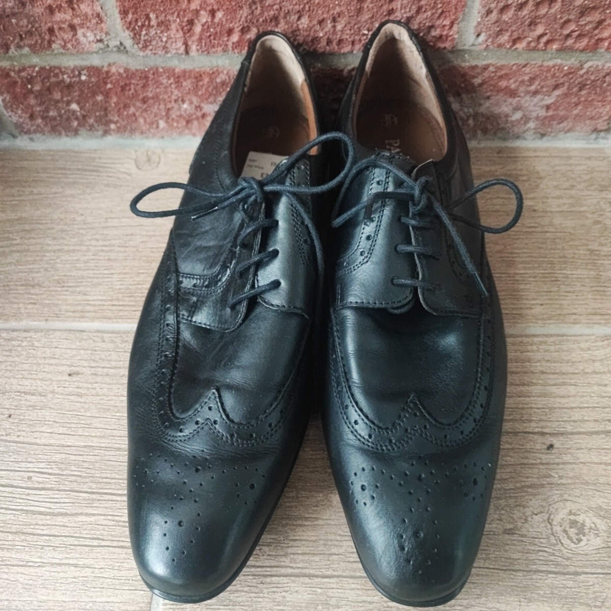 Mens Pavers Leather Shoes Size 10 Dress Shoe Black Used UK