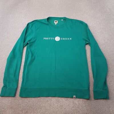 Pretty Green Mens Sweatshirt XL Green Jumper Sweater Mod