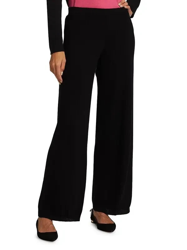 NEW Joan Vass wide-leg wool & cashmere sweater pants Size L