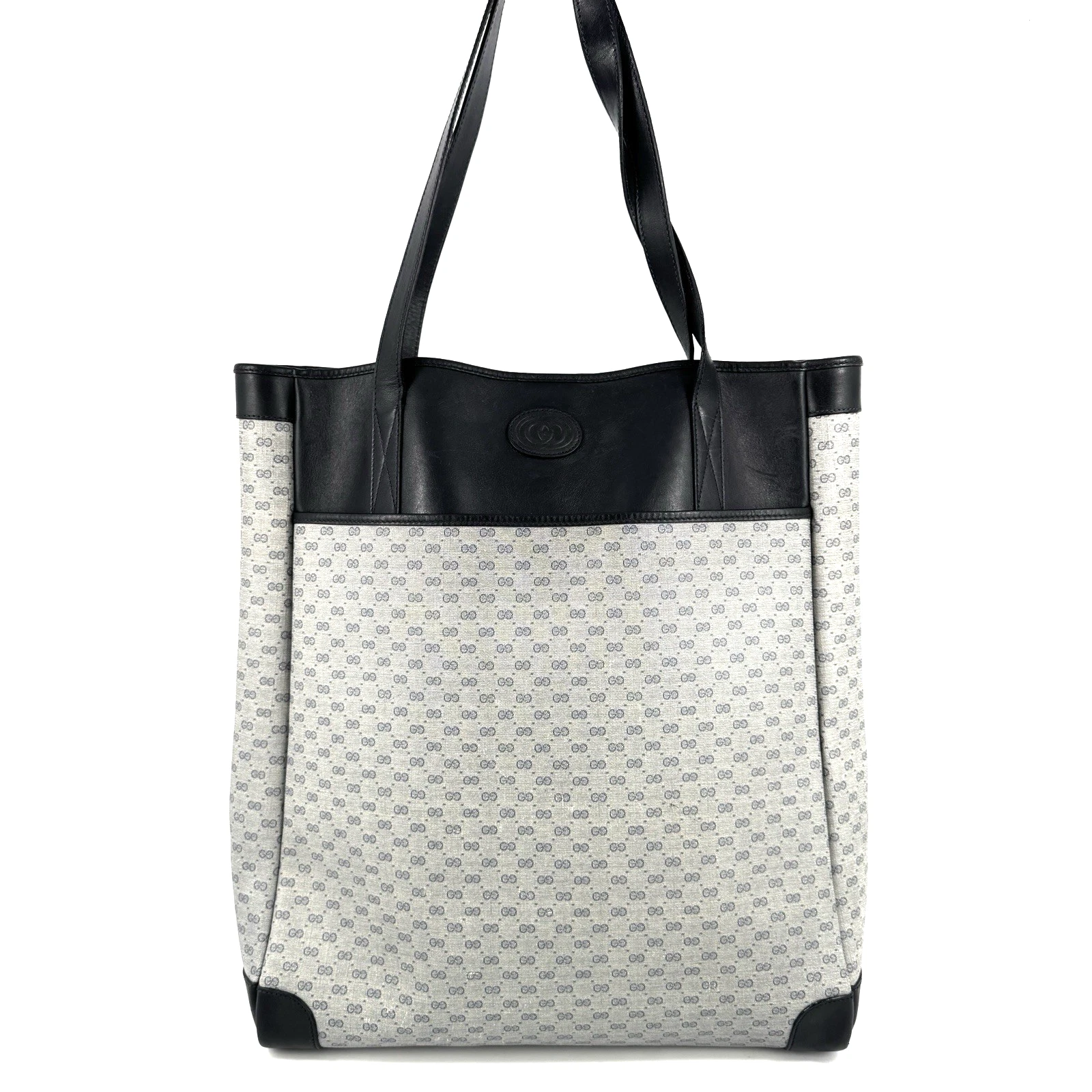 Sac fourre tout vintage GUCCI Micro GG gris business PVC authentique