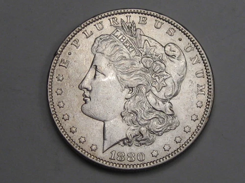 AU 1880-O Micro "O" Silver MORGAN Dollar.  #7